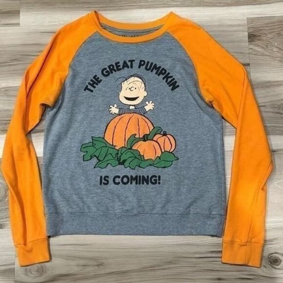 Peanuts Tops - Peanuts Mighty Fine Great Pumpkin Crewneck Sweatshirt Women’s Small